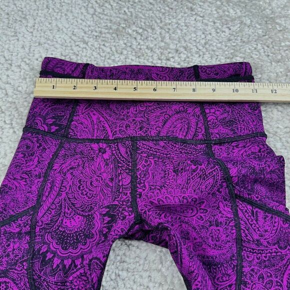 Lululemon Outrun Crop Legging Purple Mesh Antique Paisley Deep Fuchsia Black - Picture 9 of 13